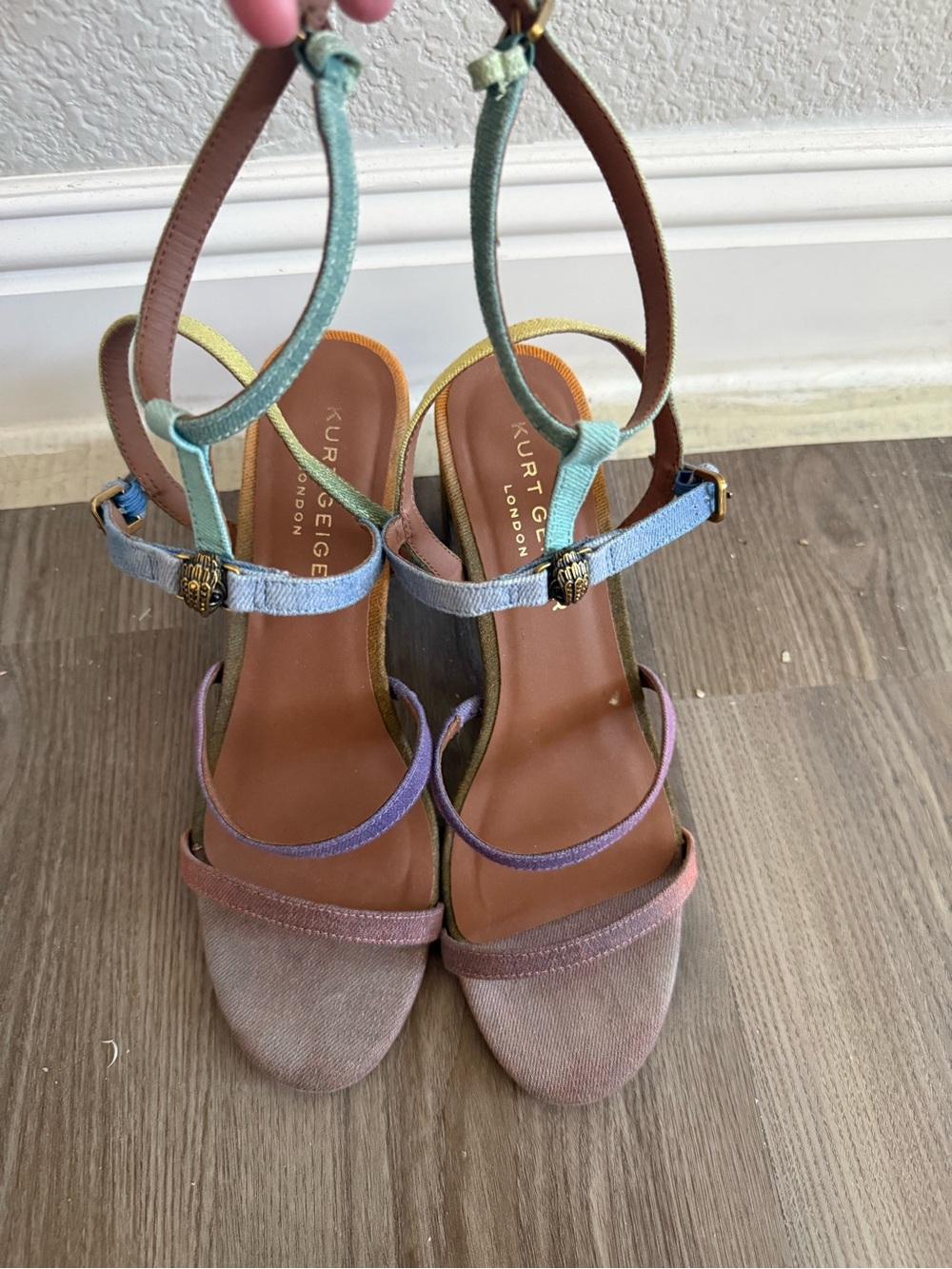 Kurt Geiger Pastel Multi-Strap Suede Heels